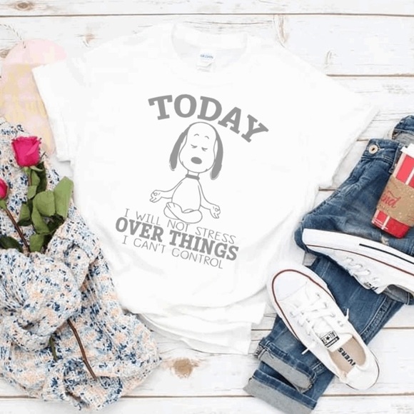 Snoopy yoga namaste I will not stress  t-shirt unisex - Picture 4 of 5